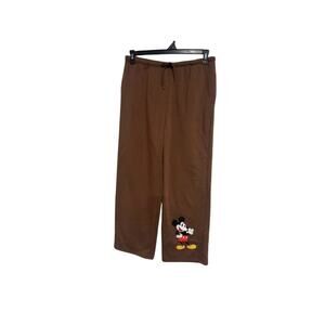 Disney Brown Track Pants with Mickey Graphic